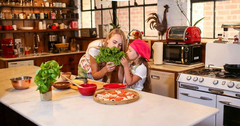 Mother and Daughter Cooking